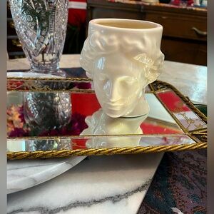 Collectible Sculpted Ceramic Greek Apollo White Mug, God of Music & Poetry